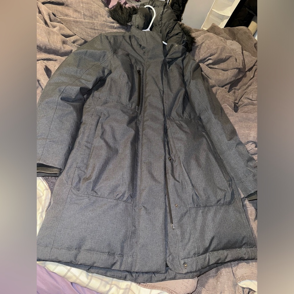 Northface charcoal grey down lined winter parka size small